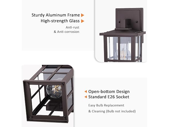 BesLowe 2-Pack Outdoor Wall Mount Light - Gallery 3