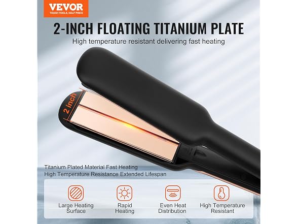 VEVOR Dual Voltage 2-inch Titanium Flat Iron