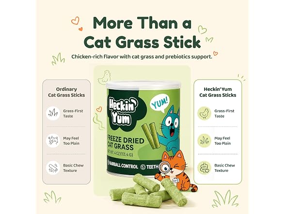 Heckin Yum Freeze Dried Cat Grass Treats
