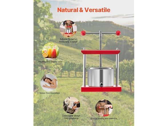 Fruit Wine Press, 0.88 Gallon/3.36L, 2 Stainless