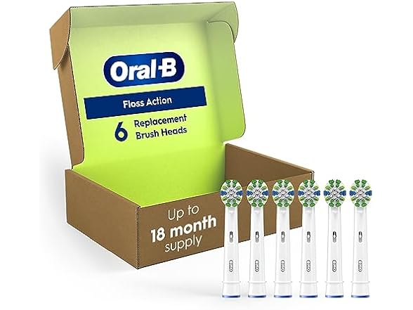 6PK Oral-B Floss Action Replacement Brush Heads