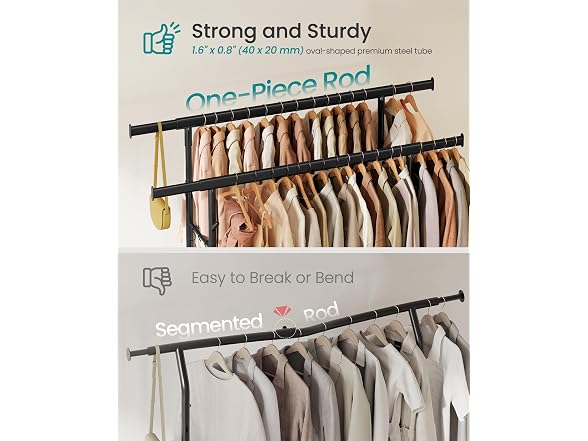 SONGMICS Clothes Rack Ink Double Rod