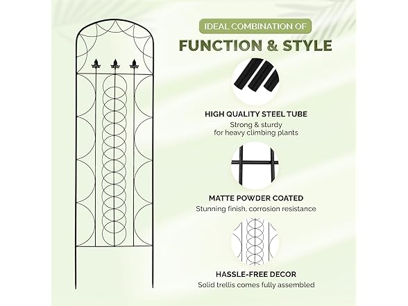 Idzo 71" Metal Garden Trellis Black