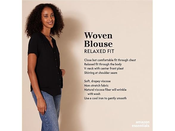Amazon Essentials Women (L) Blouse Aqua Blue Poppy