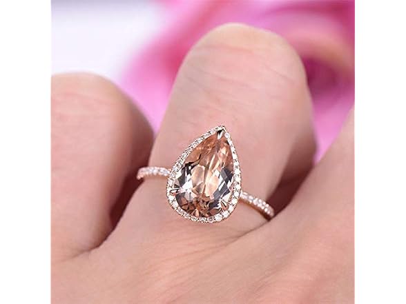 Yuren Wedding Rings Rose Gold Filled Pear Cut Crystal (6)