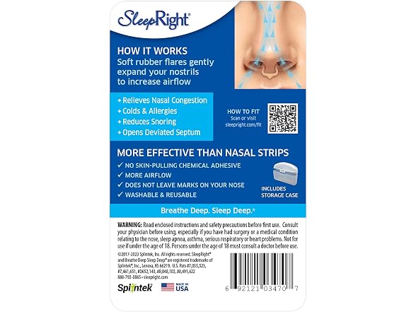 SleepRight Nasal Breathe Aid Comfortable Nasal