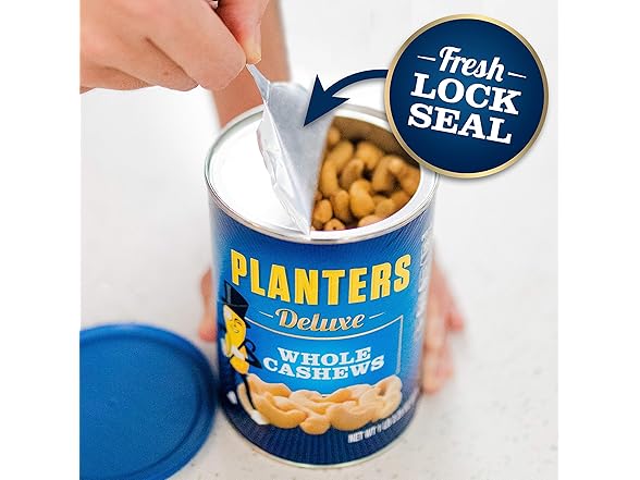 PLANTERS Deluxe Salted Whole Cashews, 2.25oz Can