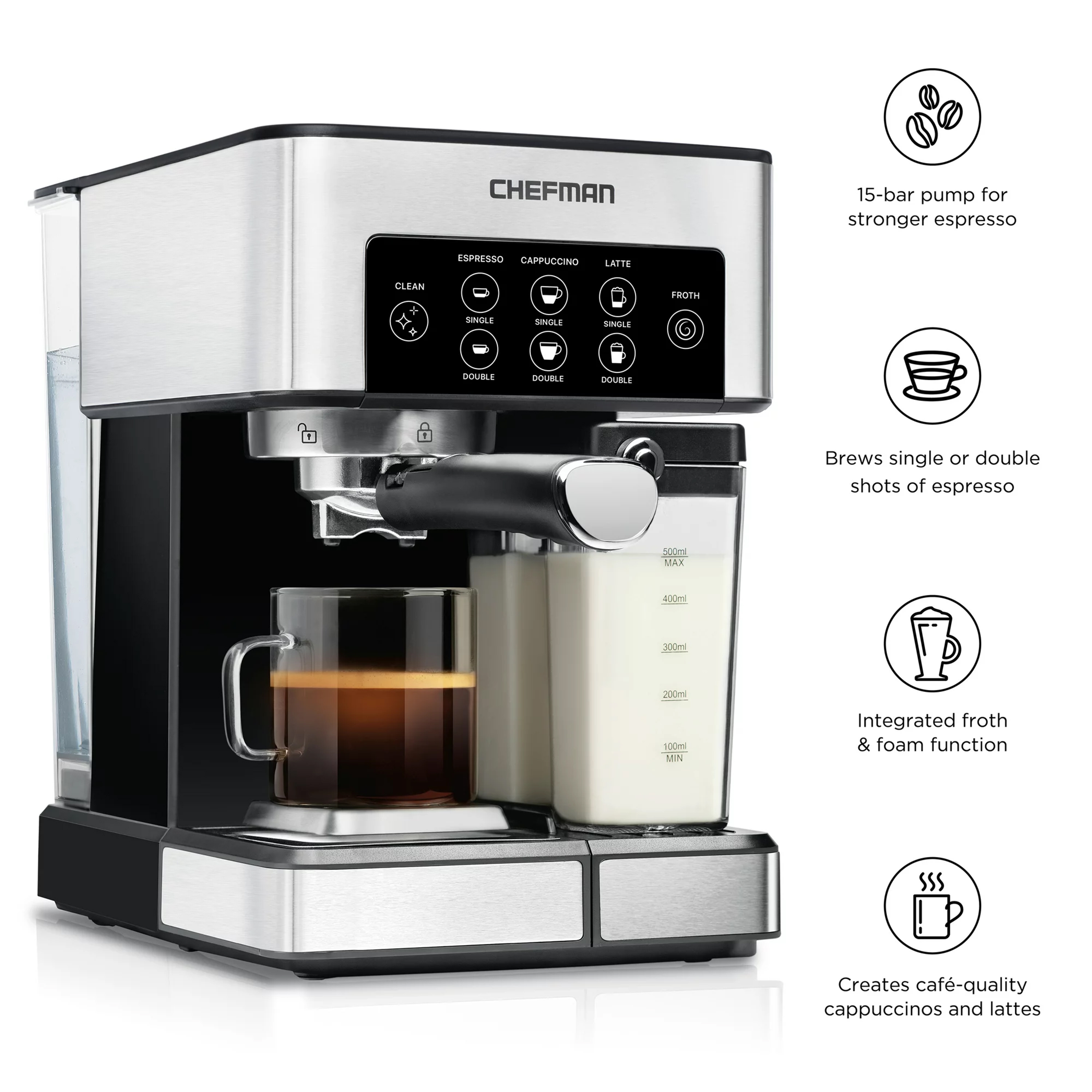 Chefman 6-in-1 Espresso Machine W/ Frother (Open Box) - Gallery 14