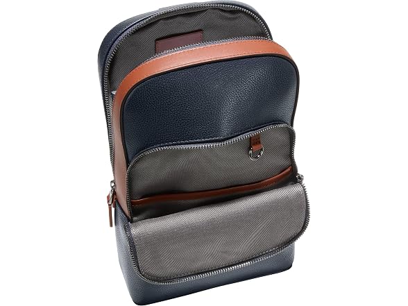 Cole Haan Men's Bag - Damon North/South Sling Crossbody Bag, Navy Blazer/New British Tan