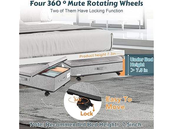 Supowin Under Bed Storage with Wheels