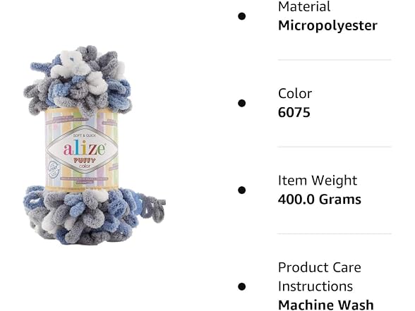 Alize Puffy Color Baby Blanket Yarn Knit 6075