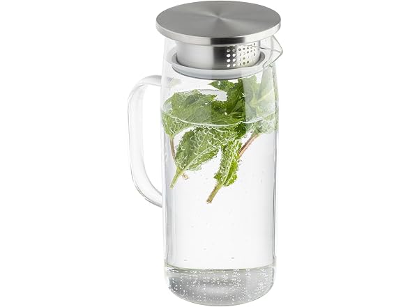 TableCraft 12901 Glass Pitcher with Stainless Steel Dispensing Lid