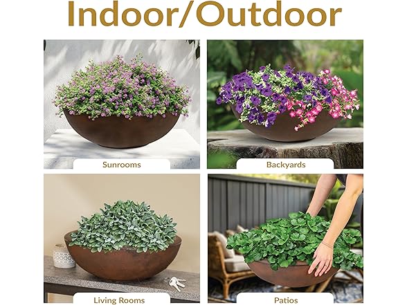 Sunnydaze Percival 20.75" Shallow Outdoor Planter Bowl