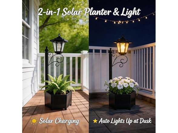 DJGIFI 2-in-1 Solar Planter Lamp 75cm