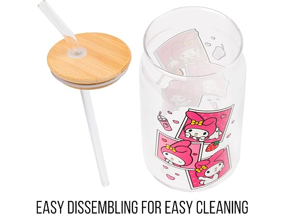 Silver Buffalo Sanrio My Melody, Glass Tumbler, 16oz