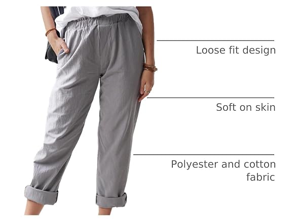 Wrolem Women (XL) Straight Pants Elastic Pants