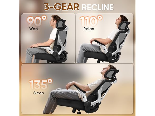 Ergonomic Office Chair with Headrest, Black