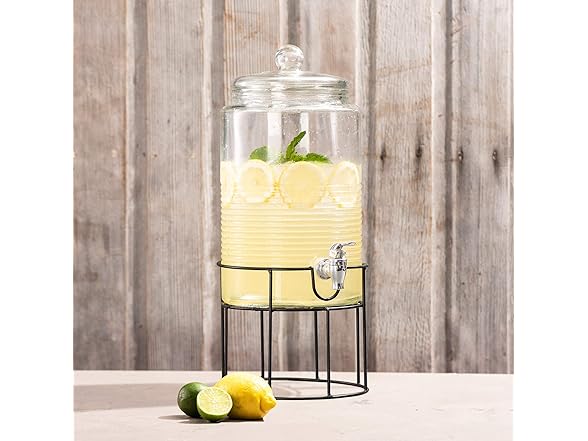 Style Setter Beverage Dispenser Cold Drink Dispenser Glass Jug