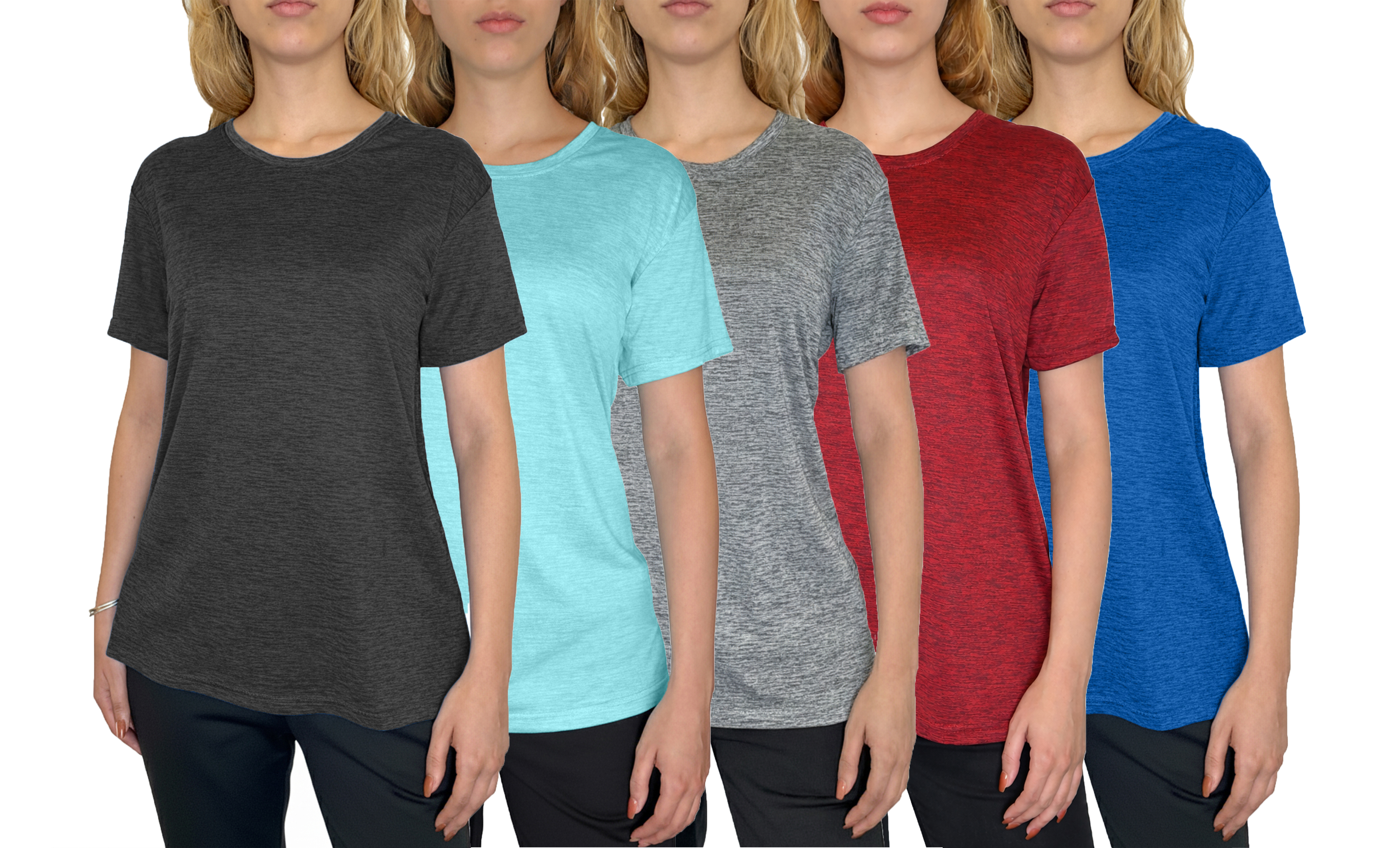 5Pk Womens Loose Fit S/S Active Tee - Gallery 6