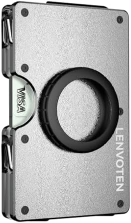 Lenvoten Minimalist Wallet for Men, Metal Wallet with Money Clip, Slim Compact Wallet, RFID Blocking Card Holder, Metal Aluminum Credit Card Holder, Holds up to 20 Cards
