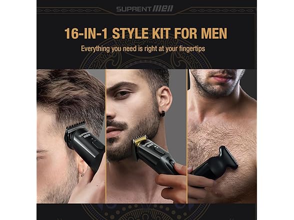 SUPRENT Beard Trimmer for Men - 16 Pieces Mens Grooming Kit