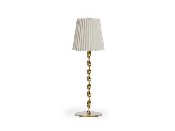 Twisted Stem Pleated Shade Cream Lamp