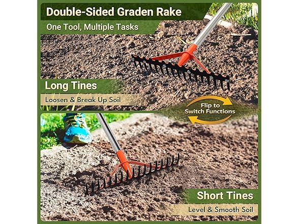 CKLT 17-Tine Garden Rake 62in Handle