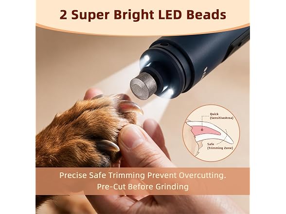 Quiet Dog Nail Grinder with Light