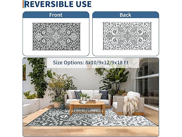GarveeHome 9'x18' Large Outdoor Rug
