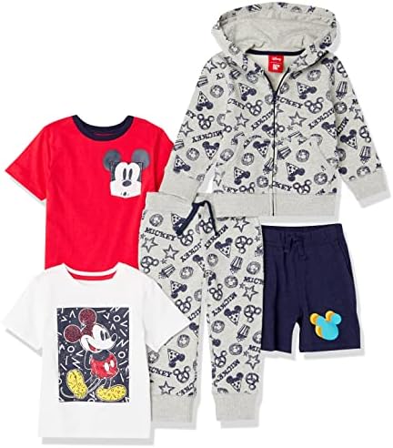 Amazon Essentials Disney | Marvel | Star Wars Boys' Outfit Sets (Previously Spotted Zebra), Pack of 5, Mickey Snacks, Small
