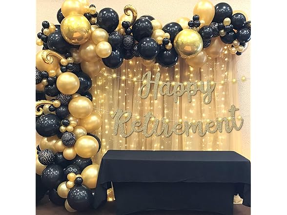 Gold Glitter Happy Retirement Banner