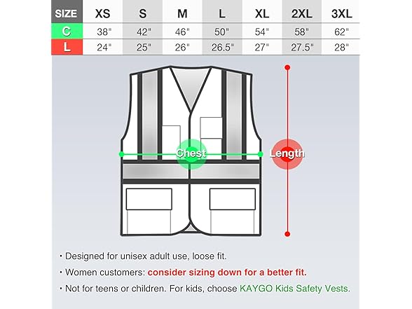 KAYGO Safety Vest with Pockets