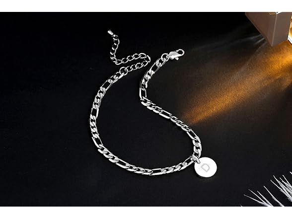 FOSIR Silver Initial Anklets