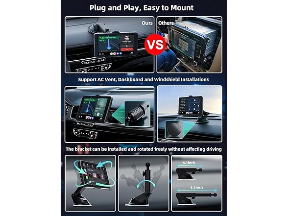 7" Portable CarPlay Screen w/ Bluetooth