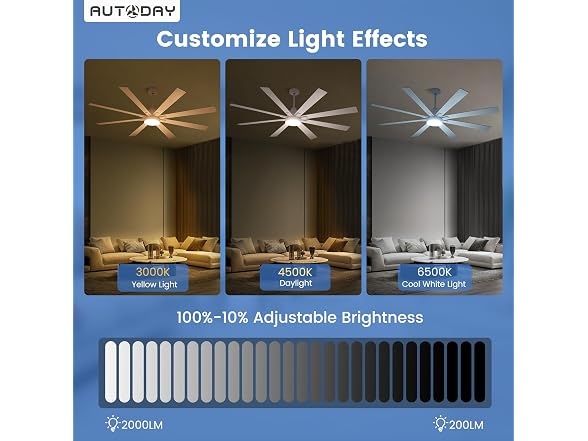 Autoday 72in Ceiling Fan Lights Remote
