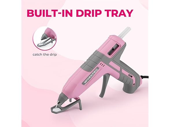WORKPRO Hot Glue Gun Full Size - 100W Pink