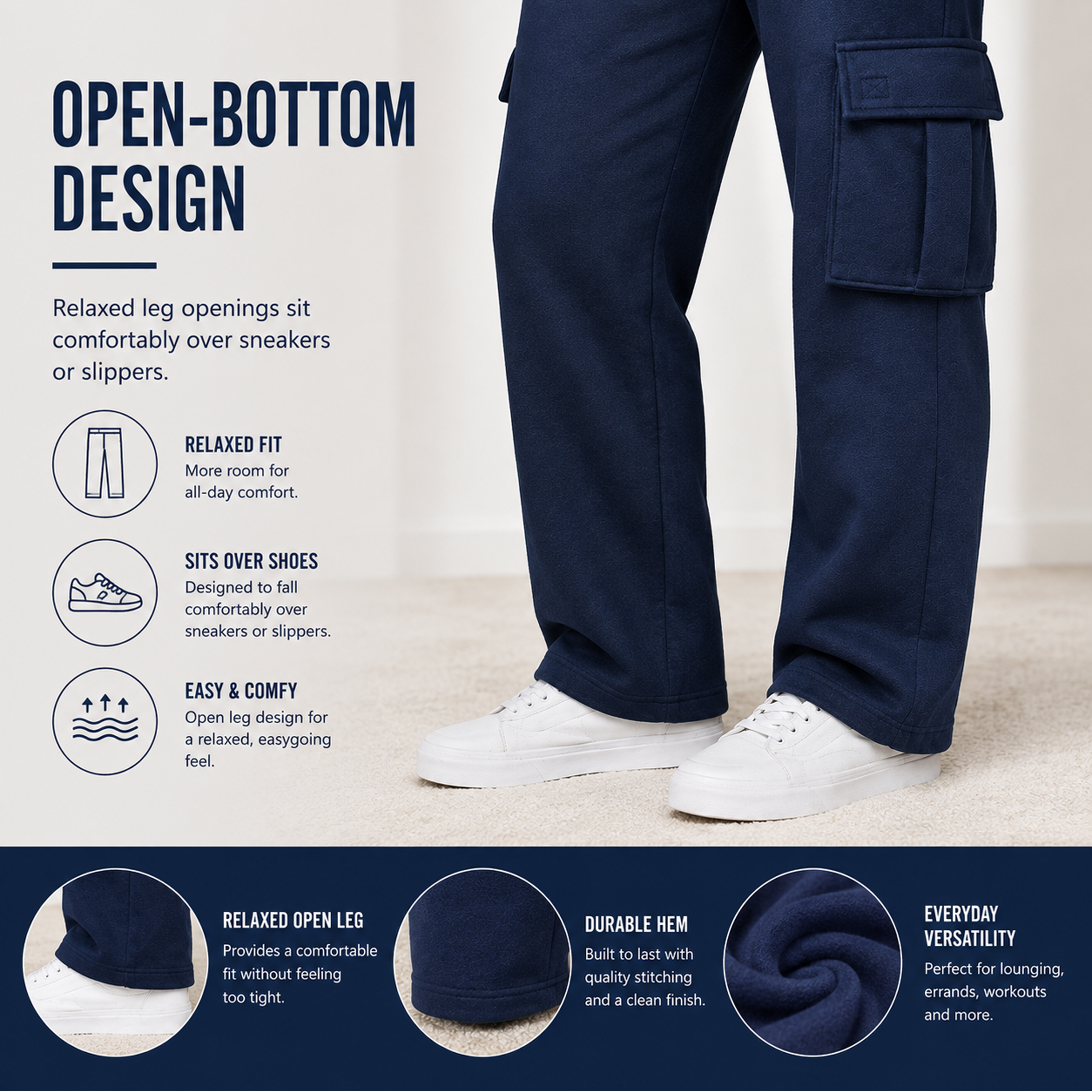 Womens Open Bottom Fleece Sweatpants - Gallery 25