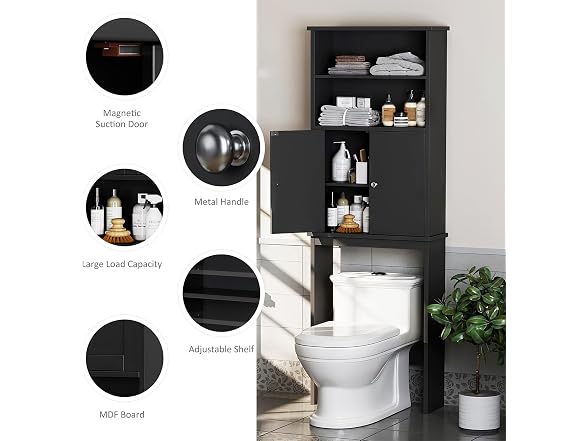 Over The Toilet Storage Cabinet Black