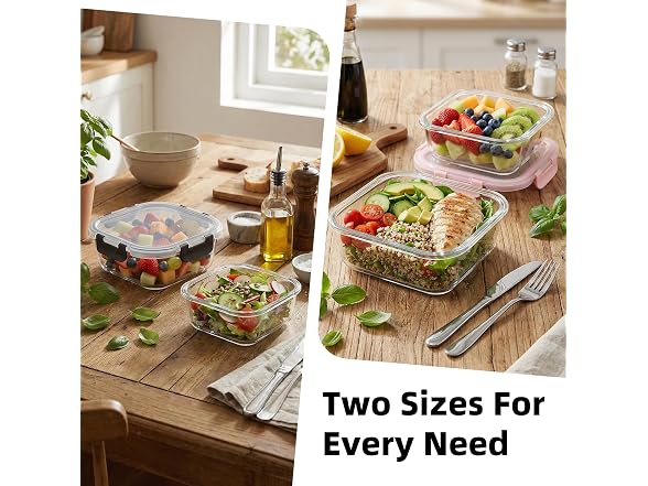 Konokyo Square Glass Containers, Meal Prep, 12 Pack