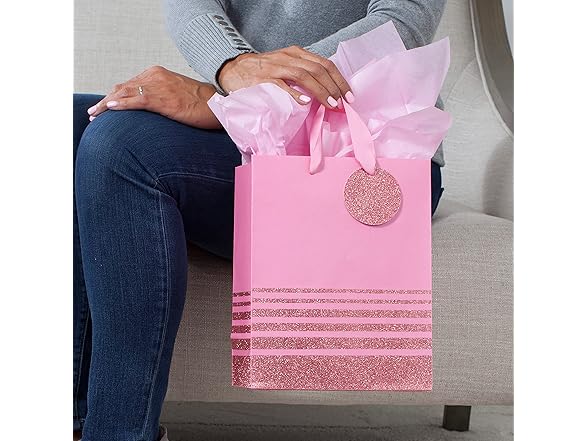 Hallmark Pink 9" Gift Bag w/Tissue Paper