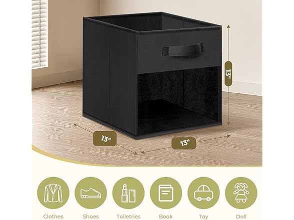 STORAGEIDEAS Storage Cubes, 13 Inch Cube Storage Bins Black