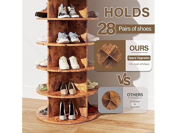 Rosedate Rotating Shoe Rack Tower 360° - Spinning Shoe Stora (Open Box)