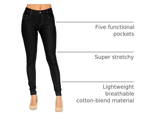 Yelete Women (S) Basic Five Pocket Pants Black