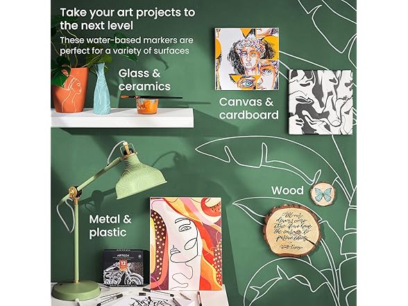 ARTEZA Acrylic Paint Markers, Set of 12 White