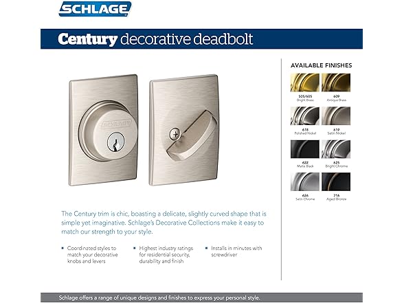 Schlage Schlage Deadbolt with Century Trim