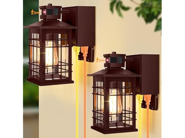 Kondras Porch Light with GFCI Outlets Built-in, Motion Sensor Dusk to Dawn