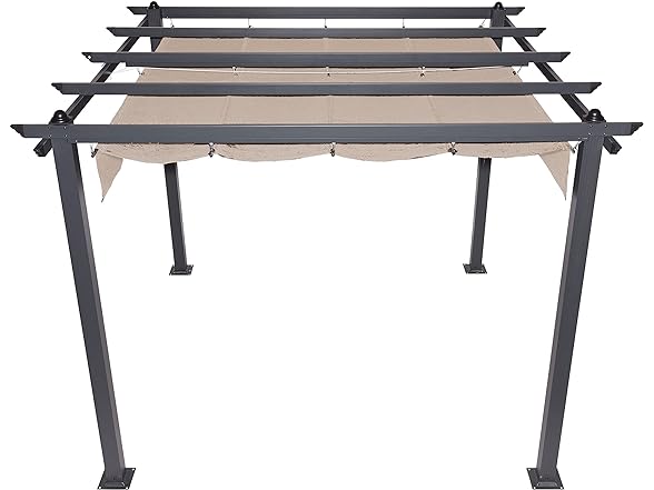 Pergola Coolaroo Aurora 9'8x9'8 - Tettoia Da Giardino Con Filtro Solare 90% UV, Struttura In Alluminio, Colore Smoke