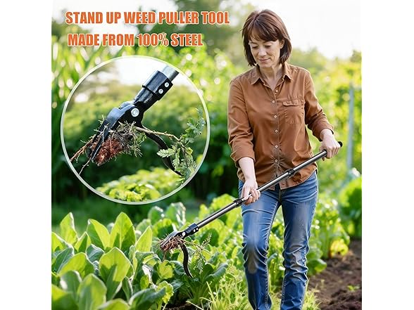 GOXAWEE W0568 Metal Stand Up Weed Puller Tool