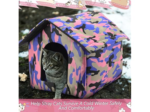 Weysat 4 Pcs Collapsible Cat House Waterproof Shelter
