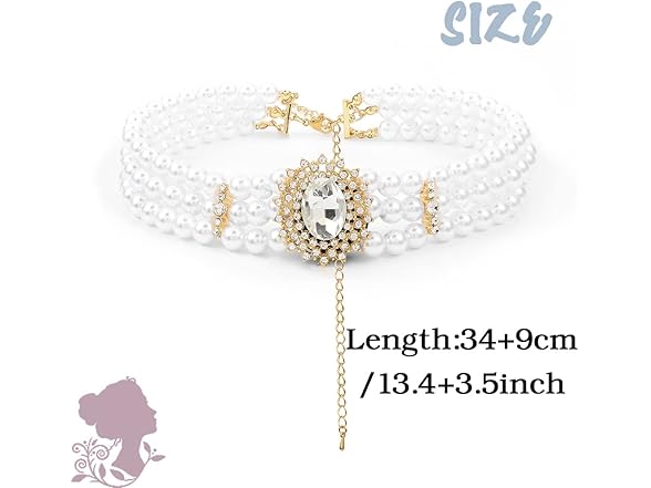 ELABEST Pearl Multi-Row Sparkly Necklace